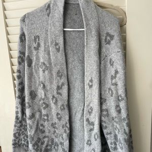 Talbots grey cheetah cardigan